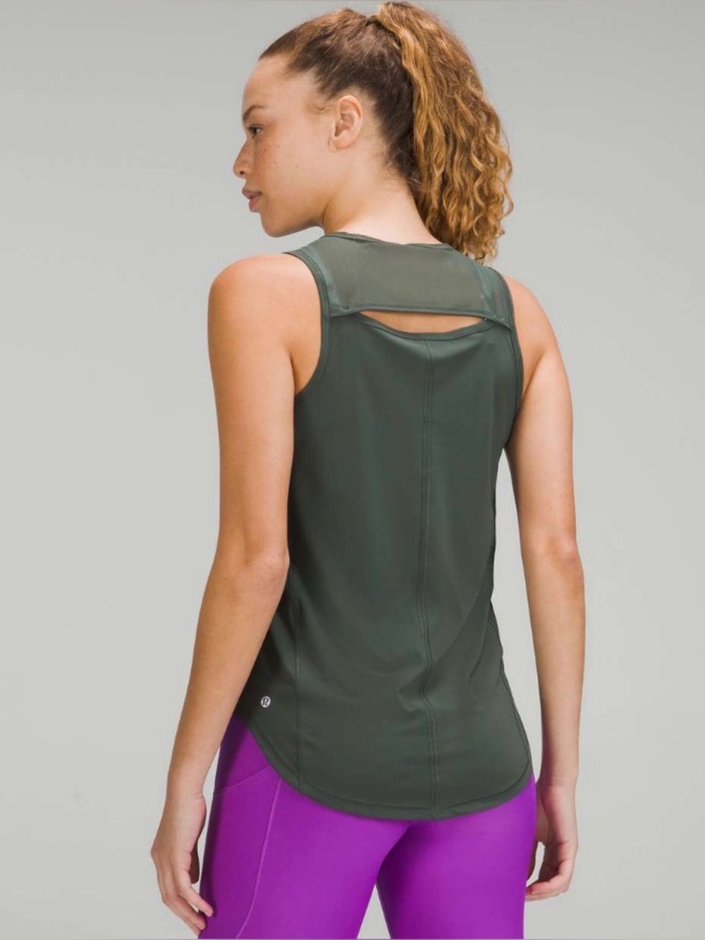Lululemon Sculpt Tank Top Womens 8 Smoked Spruce Mesh Keyhole Back Running Gym